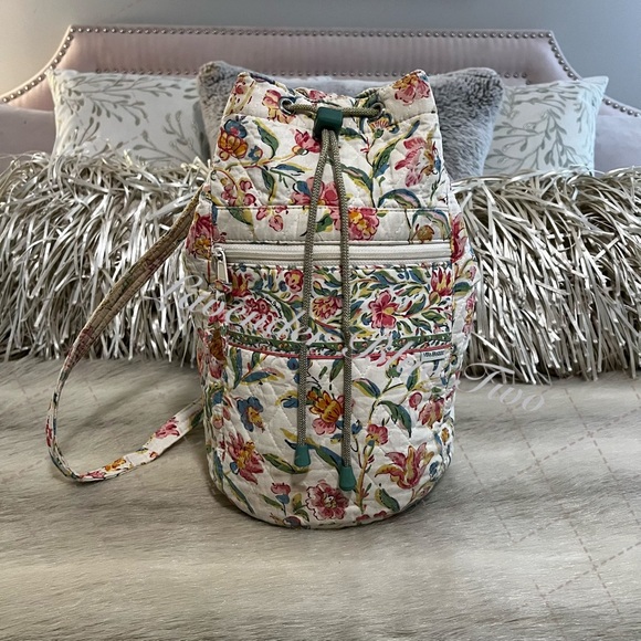 Vera Bradley Handbags - Vintage VERA BRADLEY Perennials 1998  Backpack Sling USA Cream Blue Pink Floral